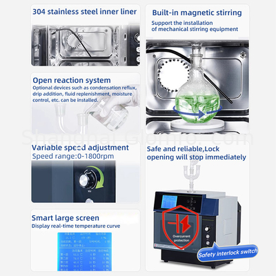 Laboratoire Réacteur chimique à micro-ondes de mini-pyrolyse Réacteur de synthèse à micro-ondes de chauffage d'extraction chimique de recherche universitaire